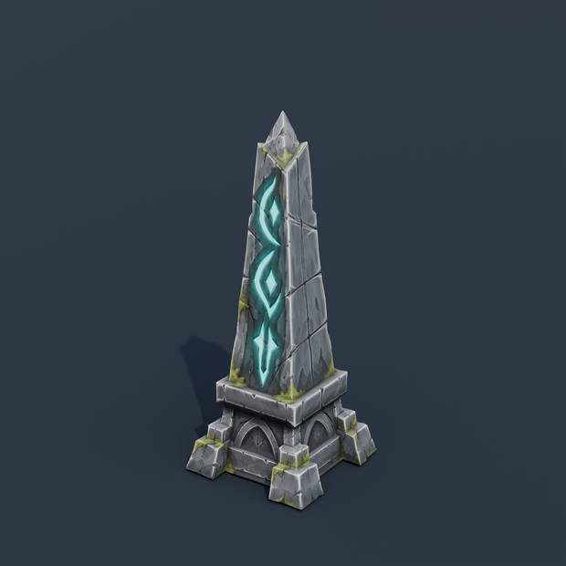 Stylized Low-Poly Runic Obelisk | Blender | ハロウィン3Dモデル