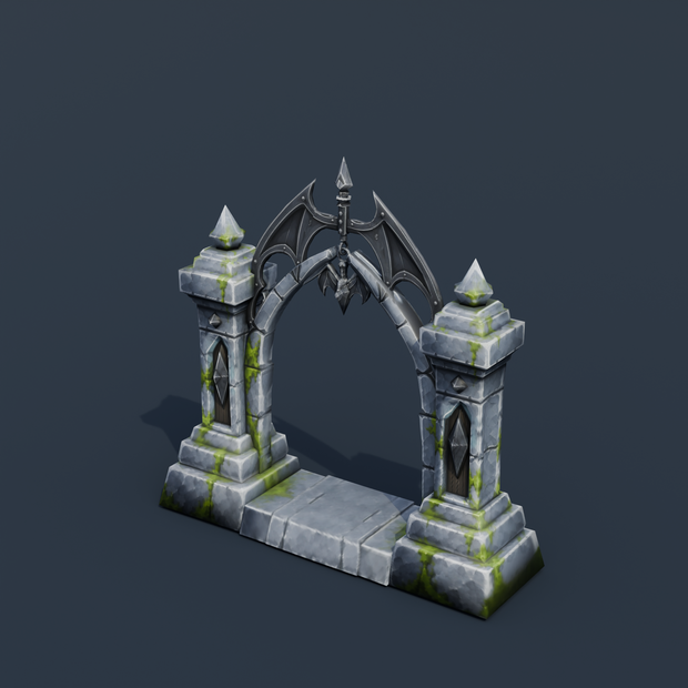 Stylized Low-Poly Bat Archway | Blender | ハロウィン3Dモデル