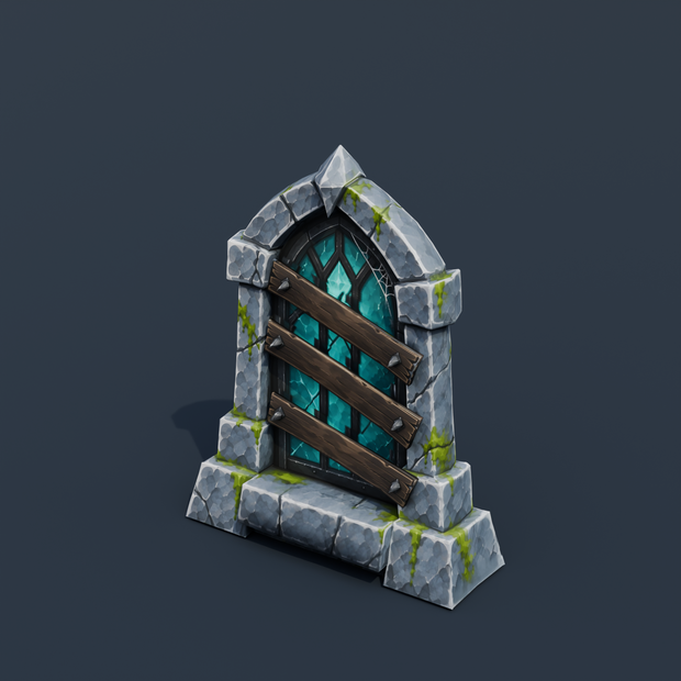 Stylized Low-Poly Boarded Haunted Window | Blender | ハロウィン3Dモデル