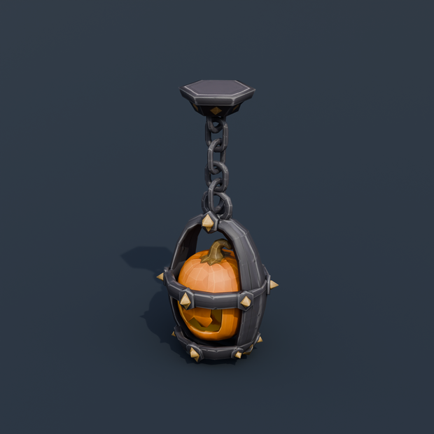 Stylized Low-Poly Hanging Pumpkin Lantern | Blender | ハロウィン3Dモデル