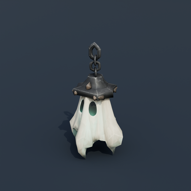 Stylized Low-Poly Ghost Lantern | Blender | ハロウィン3Dモデル
