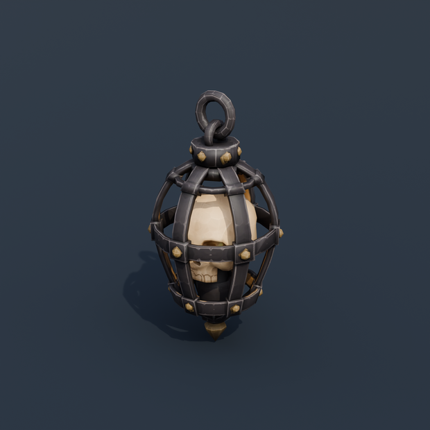 Stylized Low-Poly Skull Cage Lantern | Blender | ハロウィン3Dモデル