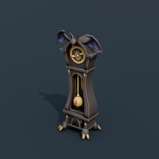 Stylized Low-Poly Haunted Grandfather Clock | Blender | ハロウィン3Dモデル