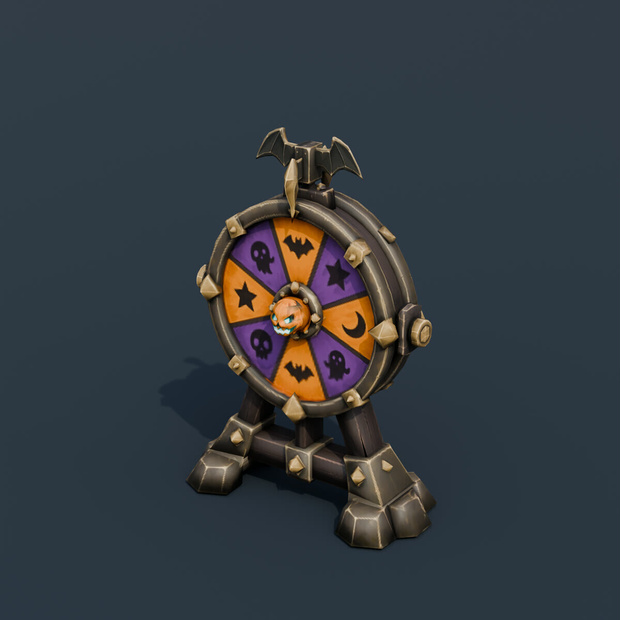 Stylized Low-Poly Pumpkin Prize Wheel | Blender | ハロウィン3Dモデル