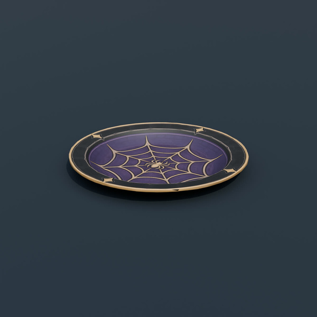 Stylized Low-Poly Spiderweb Dinner Plate | Blender | ハロウィン3Dモデル