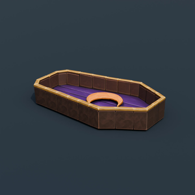 Stylized Low-Poly Coffin Serving Tray | Blender | ハロウィン3Dモデル