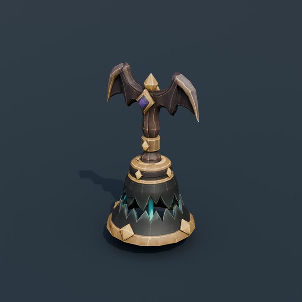 Stylized Low-Poly Batwing Hand Bell | Blender | ハロウィン3Dモデル