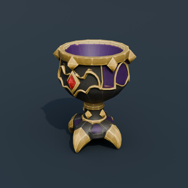Stylized Low-Poly Vampire Wine Goblet | Blender | ハロウィン3Dモデル