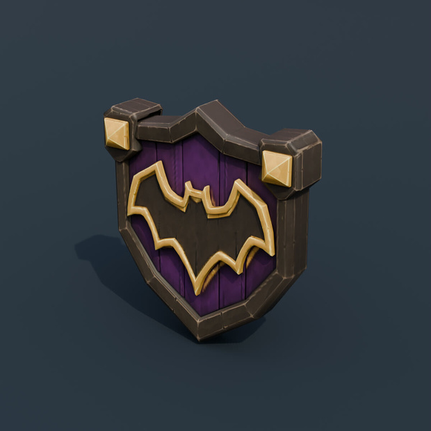 Stylized Low-Poly Bat-Crest Wall Plaque | Blender | ハロウィン3Dモデル