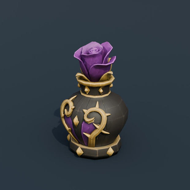 Stylized Low-Poly Thorned Rose Vase | Blender | ハロウィン3Dモデル