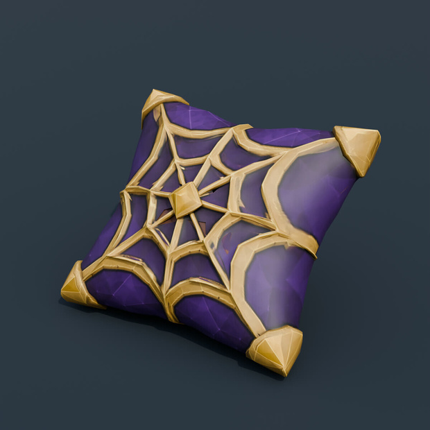 Stylized Low-Poly Spiderweb Throw Pillow | Blender | ハロウィン3Dモデル