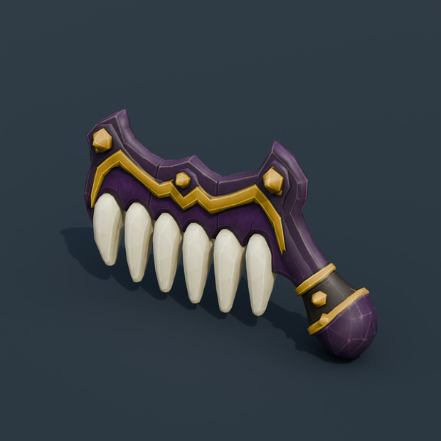 Stylized Low-Poly Monster-Tooth Comb | Blender | ハロウィン3Dモデル