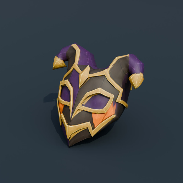 Stylized Low-Poly Jester Half Mask | Blender | ハロウィン3Dモデル