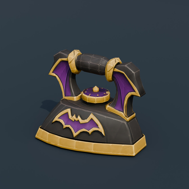 Stylized Low-Poly Batwing Clothes Iron | Blender | ハロウィン3Dモデル