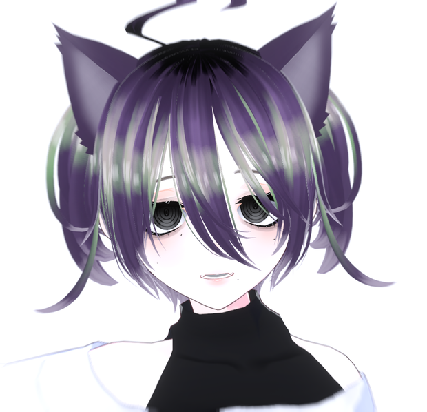 【VRM 3Dmodel】2_紫ツインテ肌八重歯(猫耳)