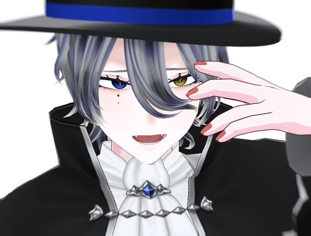 【VRM 3Dmodel】3_銀髪オッドアイ（吸血鬼風衣装 / 白シャツ&ネクタイ）