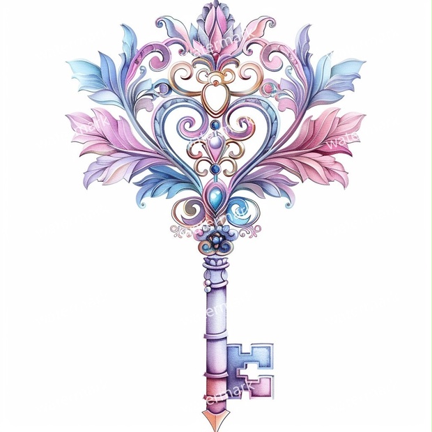 【商用利用可】ヴィンテージキー（水彩アンティーク鍵）クリップアート20点セット｜高解像度・透過PNG｜印刷OK・コラージュ・ジャンクジャーナル素材｜即ダウンロード
