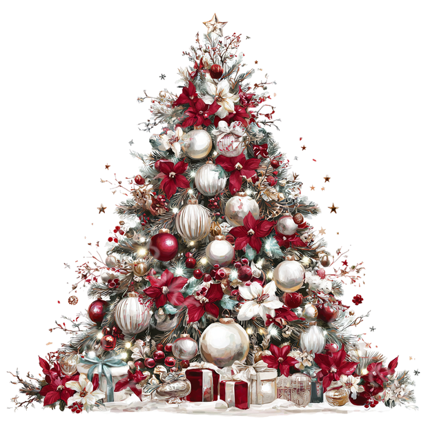 クリスマスツリークリップアートPNG37点セット｜水彩ホリデーツリー素材・ジャンクジャーナル・ペーパークラフト向け