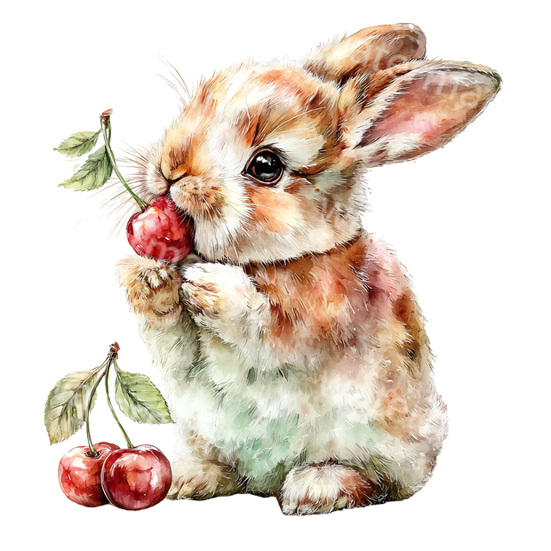 食べ物とうさぎのクリップアートPNG30点セット｜水彩ラビット素材・可愛い動物イラスト・ジャンクジャーナル向け