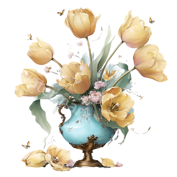 【商用利用OK】ピオニーの花瓶イラストJPG20点セット｜水彩フラワー素材・ロマンチックな花飾り・ジャンクジャーナル向け