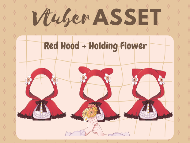 Vtuber Asset Red Hoodie Complete Set HQ HD Kawaii Vtube Studio Shoost OBS