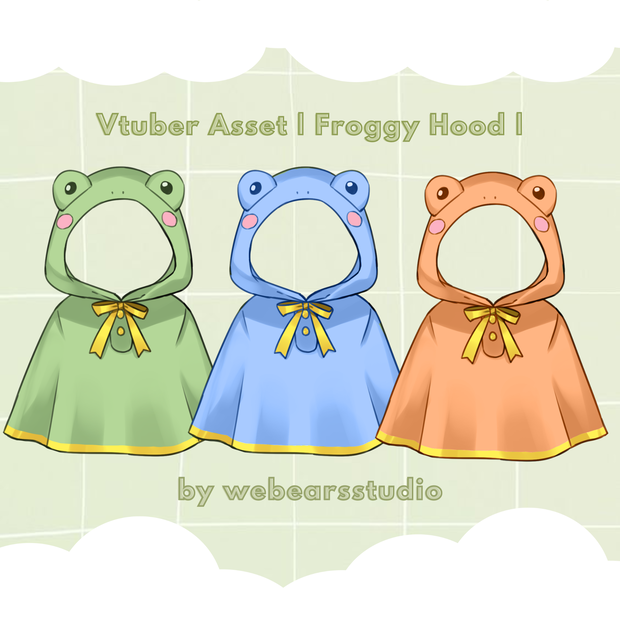 Vtuber Asset Frog Hoodie HQ HD Kawaii Vtube Studio Shoost OBS