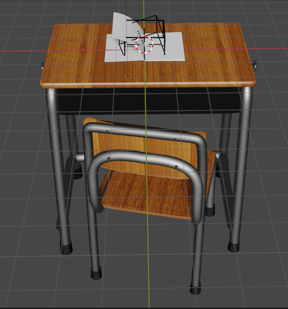 【Blender】学校の机・椅子と本のアニメーション