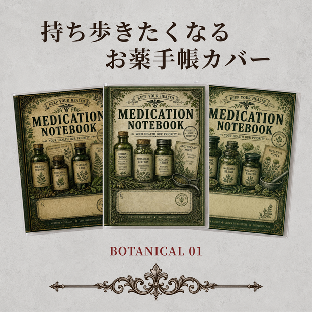 お薬手帳カバー BOTANICAL 01【印刷用PDF・ダウンロード販売】