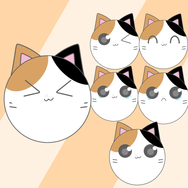 【無料】三毛猫の表情差分素材六種類/SNS用など