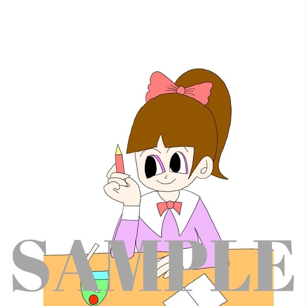 イラスト素材: 勉強する女の子