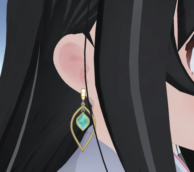 【 VRChat 3D model】 Gem earrings 002