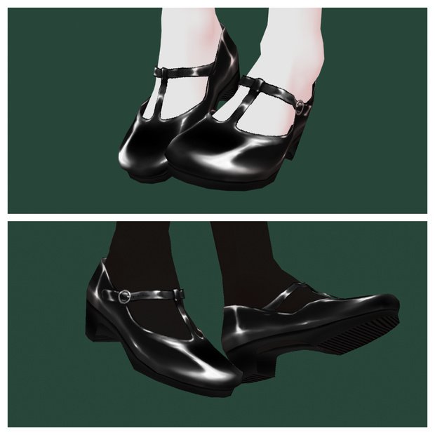 【Vroid正式版対応】Tストラップエナメルパンプス 10色 T-strap shoes【#Vroid】