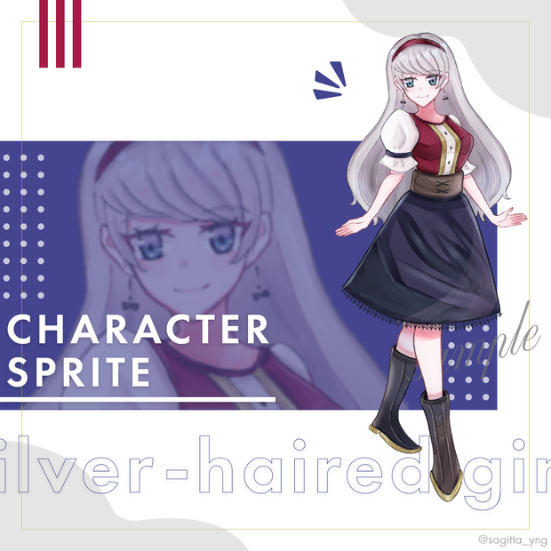 銀髪の女の子の立ち絵イラスト【表情差分6種類セットあり】