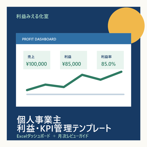 個人事業主 利益・KPI管理テンプレート｜Excelダッシュボード＋月次レビュー