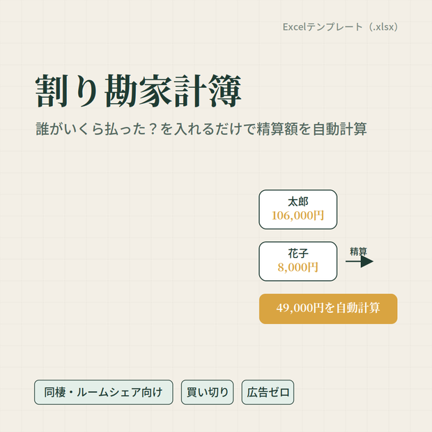 同棲・ルームシェア向け 割り勘家計簿