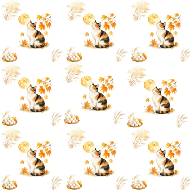 お月見三毛猫