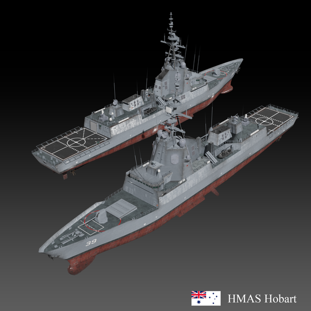 ホバート級駆逐艦 Gameready 3d model