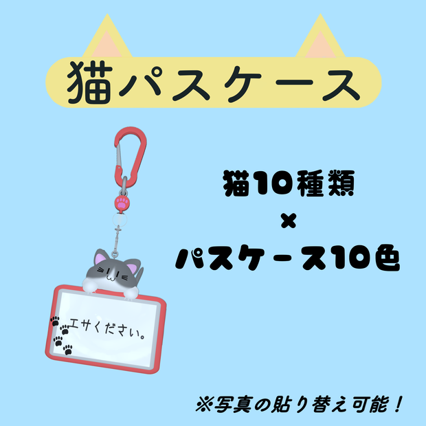 【VRC想定】カラビナストラップ　猫パスケース（猫10種）