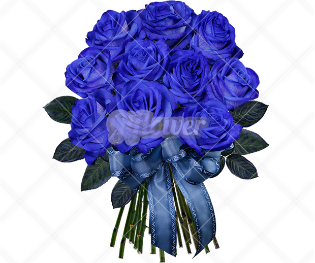 ブルーバラ・花束画像／透過PNG
