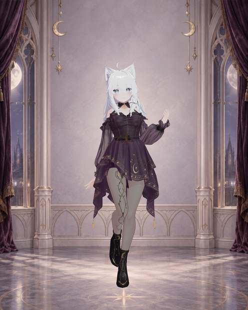 【しなの専用】VELVET HEX｜月と星のゴシックドレス【PC・胸／ヒップ拡大対応】