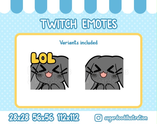 Emote LOL Black Bunny, Chibi Rabbit Emoji For Twitch Discord