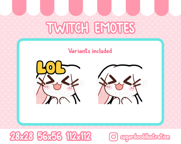 Emote LOL White Bunny, Chibi Rabbit Emoji For Twitch Discord