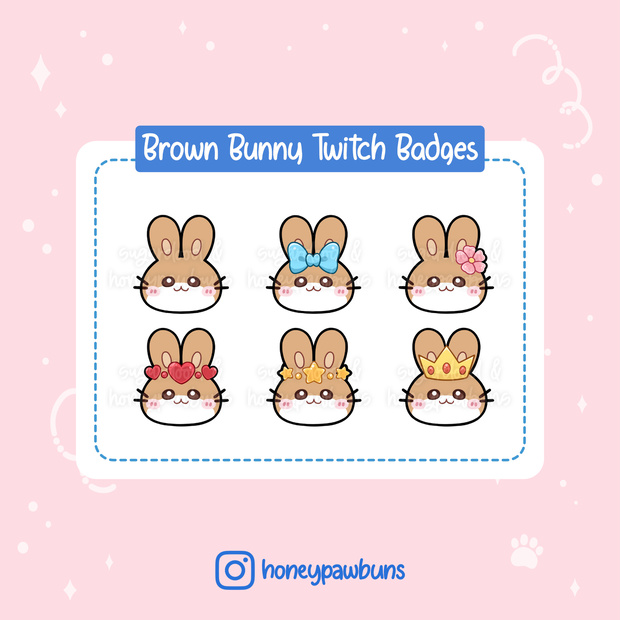 Brown White Bunny Twitch Badges