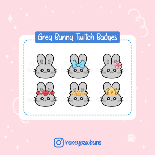 Grey Bunny Twitch Badges