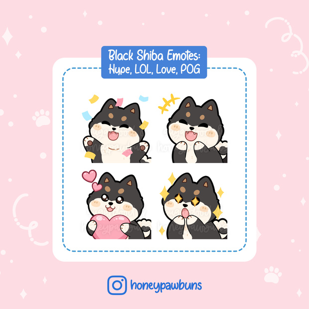 Black Shiba Inu Twitch Emotes: Hype, LOL, Love, POG