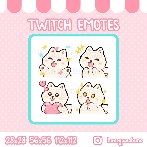 Twitch Emote Set And Single Emotes Hype Lol Love Pog White Shiba Inu Sugardood Booth