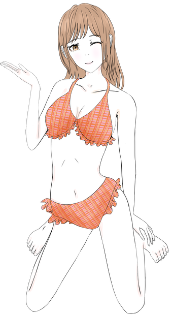 ミカちゃんご案内のポーズ水着 夏(高解像度背景透過画像)