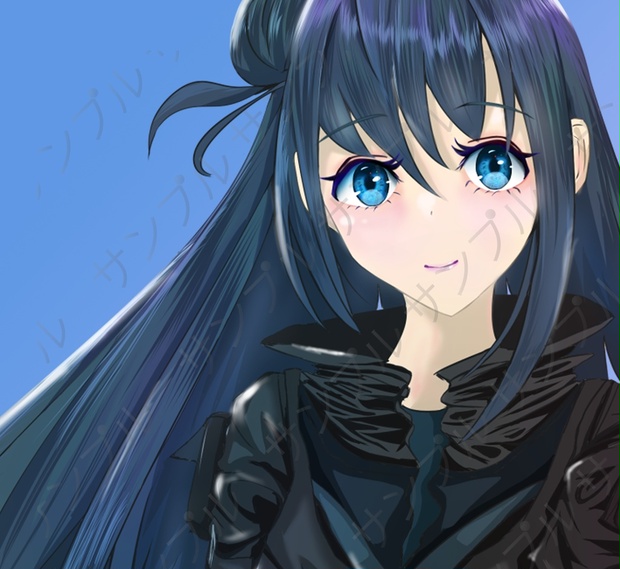 少女の絵画(ロングヘア) 立ち絵 - 特殊部隊の女の子/銃/ロングヘアー/黒髪/全身/TRPG素材