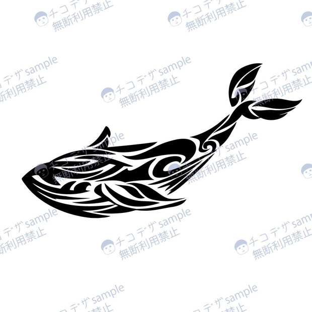 クジラのトラバル・タトゥー風マーク・シンボルその2 - png/ai
