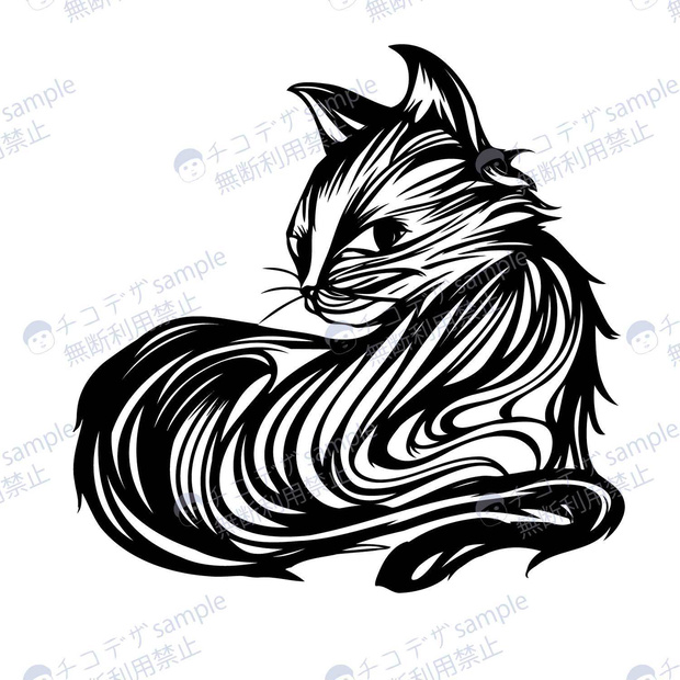 ブラックキャット・タトゥー風マーク6色- png/ai